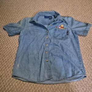 Winnie The Pooh Vintage Embroidered Denim Top 90s Womens Size Small NWT